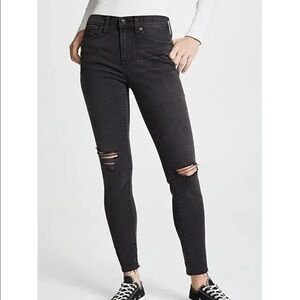 Madewell 9" High-Rise Skinny Jeans / Black Distressed